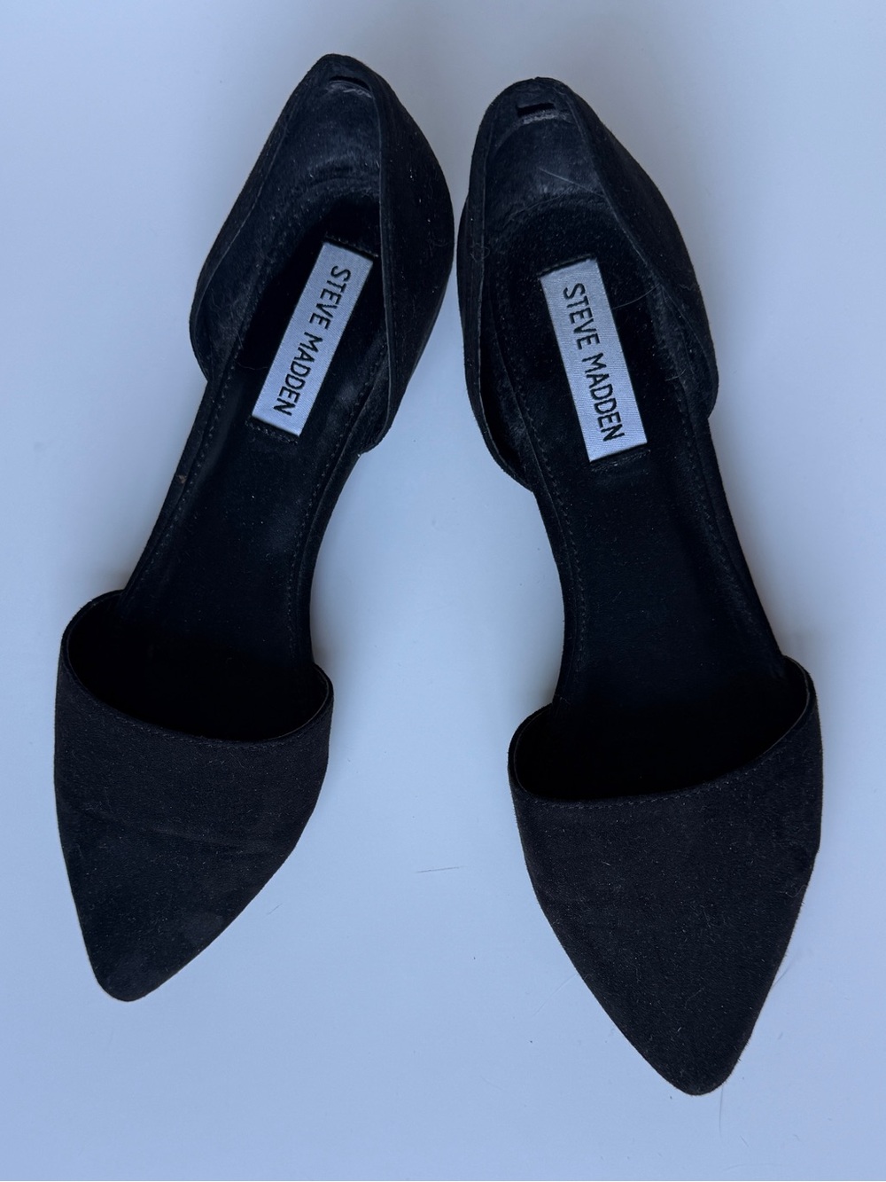 Steve Madden Black Suede D'Orsay Pointed Flats